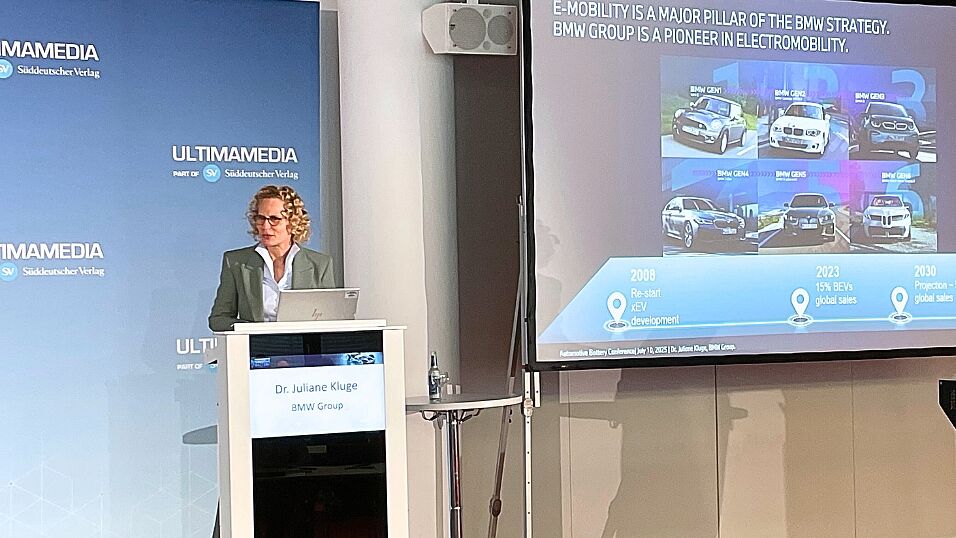 Keynote-Speaker Dr. Juliane Kluge, Head of Cell Chemistry and Methods, BMW Group talking about Automotive Perspective on Next Generation Battery Cell Technology at The Automotive Battery – Key Technology for Electric Vehicles 9th - 10th July 2025