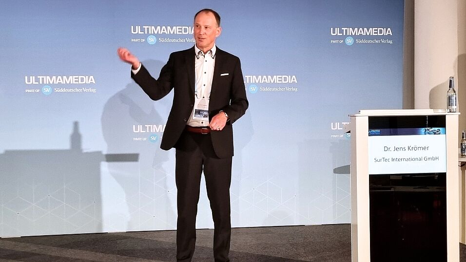 Dr. Jens Krömer, Director Global Sales & Markets, SurTec International GmbH on stage at The Automotive Battery – Key Technology for Electric Vehicles 9th - 10th July 2025