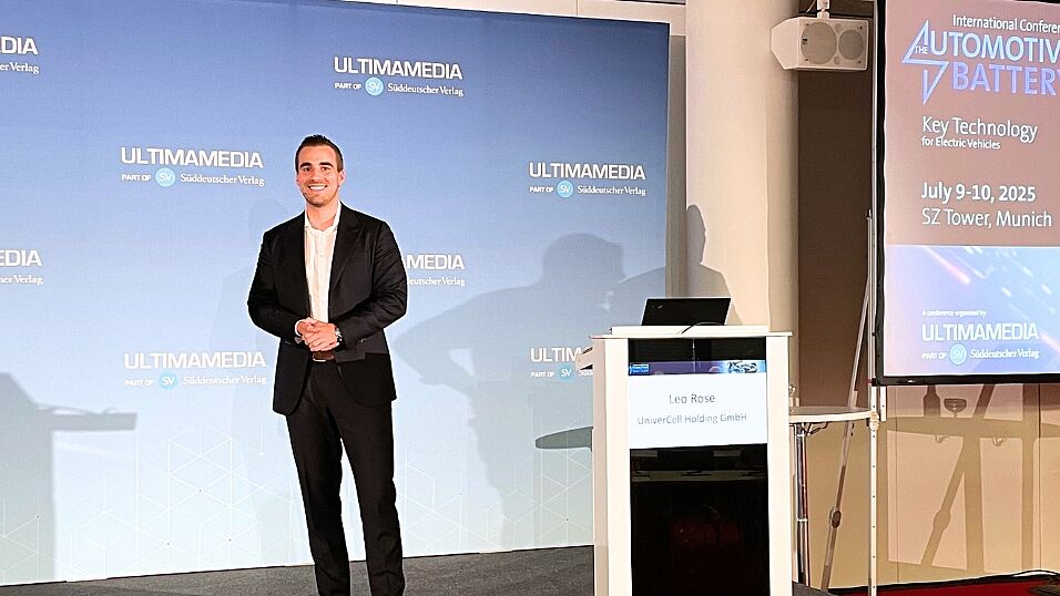 Speaker Leo Rose, Business Development Manager, UniverCell Holding GmbH on stage at The Automotive Battery – Key Technology for Electric Vehicles 9th - 10th July 2025